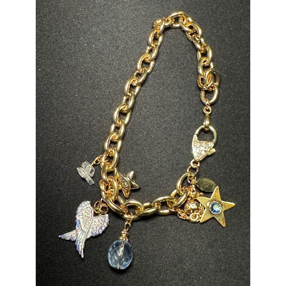 Vintage Kirks Folly Charm Bracelet Gold Tone 8.5in